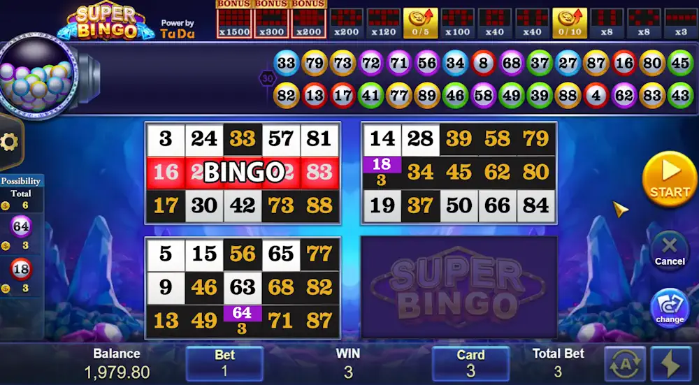 Bingo Super Bingo Free Play in Demo Mode by TaDa Gaming Screenshot